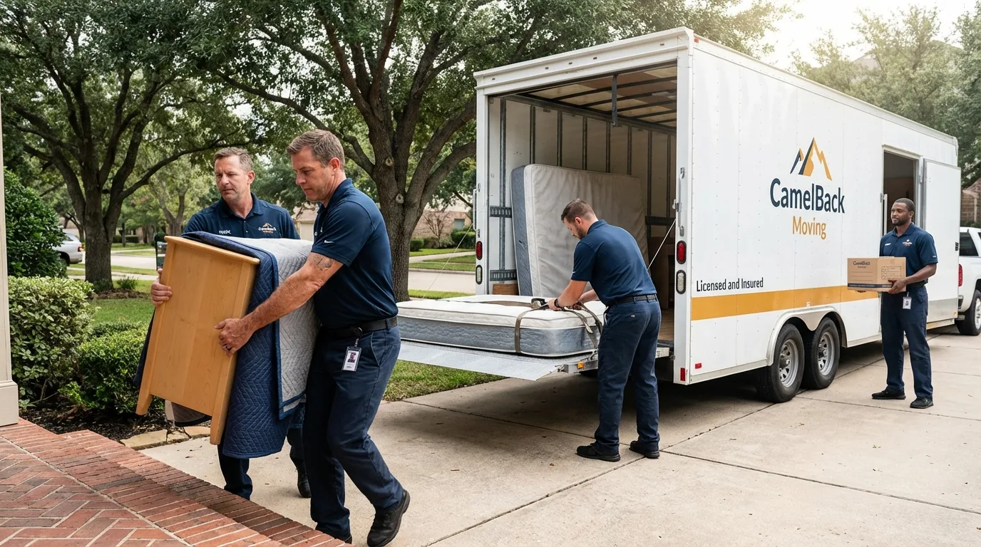 Crew loading residential truck for cross-state move from Zanesville, OH