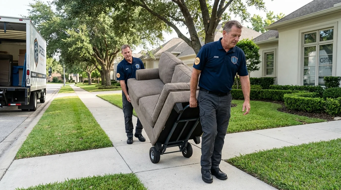 Local residential moving crew loading furniture in Zanesville, OH