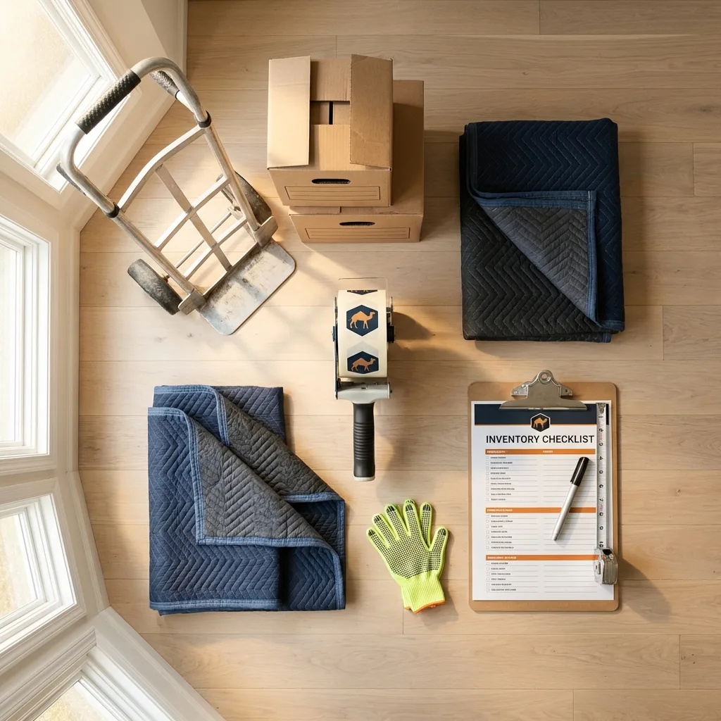 Professional moving supplies and packing materials layout for Zanesville residential relocations